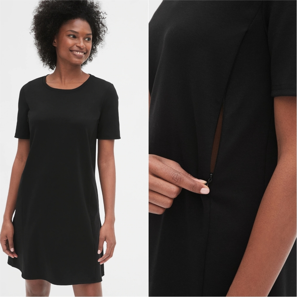 GAP MATERNITY Black Side Zip Ponte Dress M